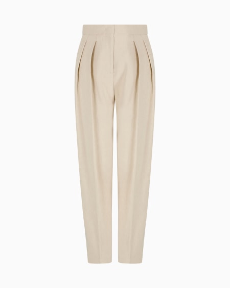 a|x armani exchange Double-pleat trousers in canneté cotton and viscose