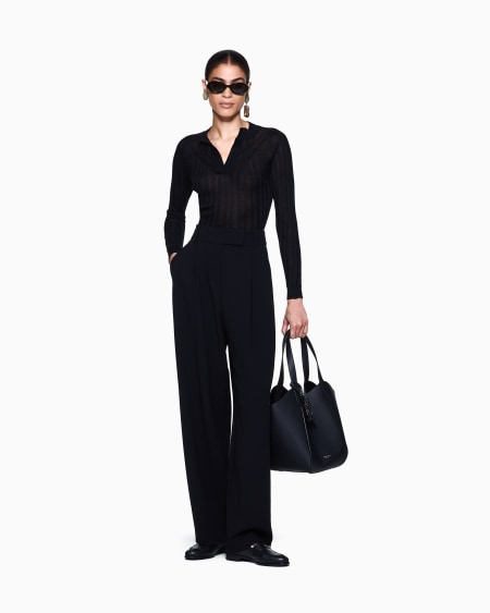 A|x Armani Exchange Double-pleat Trousers In Stretch Virgin Wool