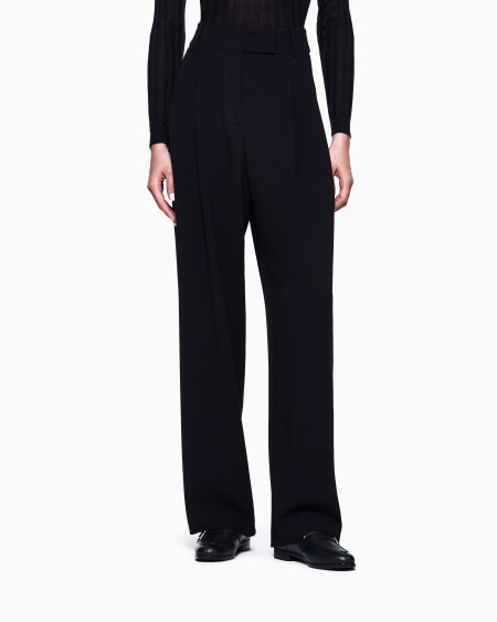 A|x Armani Exchange Double-pleat Trousers In Stretch Virgin Wool