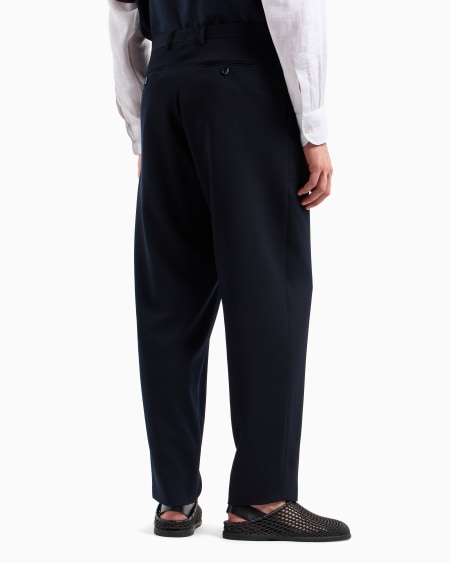 A|x Armani Exchange Double-pleat Trousers In Virgin Wool Canneté