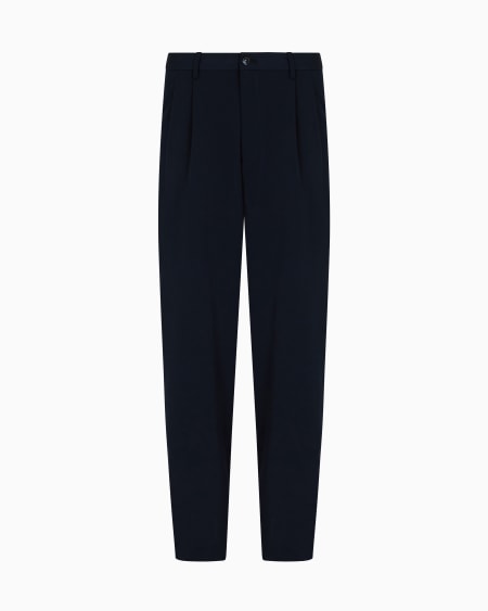 a|x armani exchange Double-pleat trousers in virgin wool canneté
