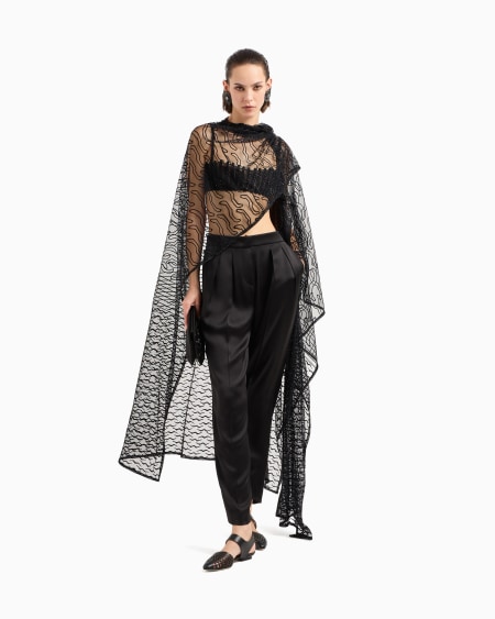 A|x Armani Exchange Double-sided Silk-satin Two-pleat Trousers