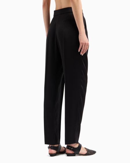 A|x Armani Exchange Double-sided Silk-satin Two-pleat Trousers