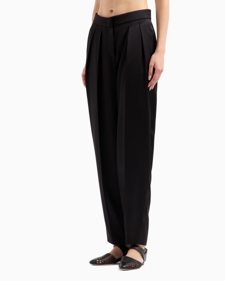 A|x Armani Exchange Double-sided Silk-satin Two-pleat Trousers