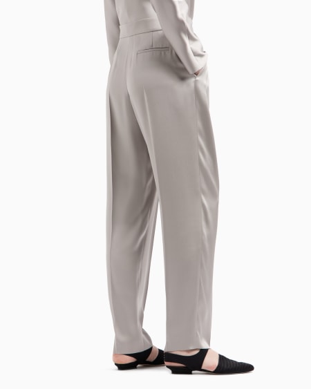 A|x Armani Exchange Double-sided Silk-satin Two-pleat Trousers
