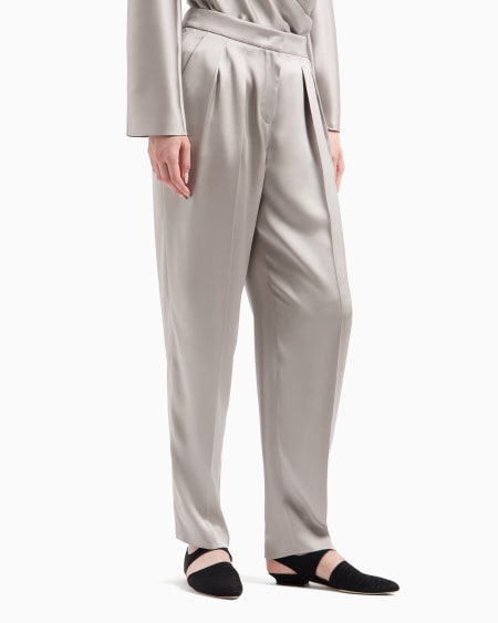 A|x Armani Exchange Double-sided Silk-satin Two-pleat Trousers