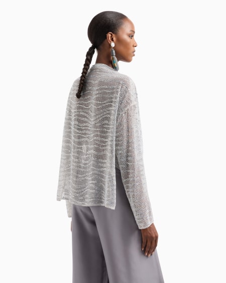 A|x Armani Exchange Draped Blouse With Lurex And Crystal Embroidery