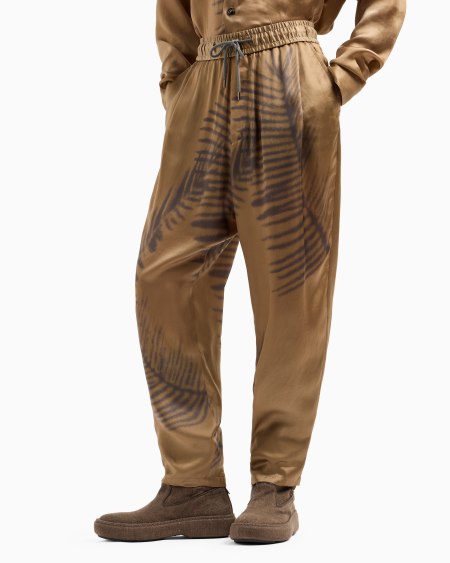 A|x Armani Exchange Drawstring Trousers In Printed Cupro