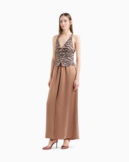 A|x Armani Exchange Embroidered Viscose And Silk Long Dress