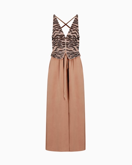 a|x armani exchange Embroidered viscose and silk long dress