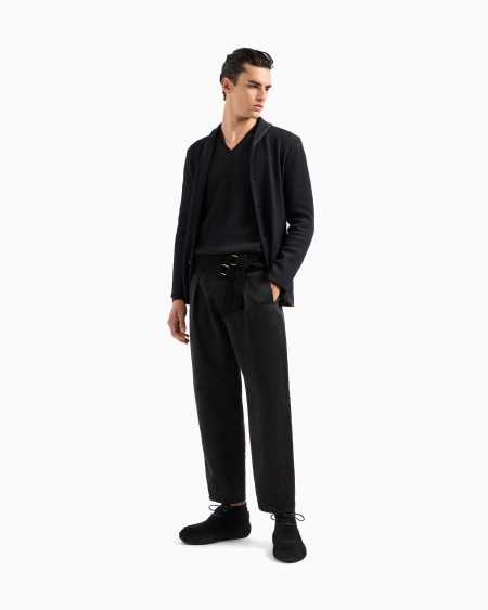 A|x Armani Exchange Faded Lyocell And Linen Canvas One-pleat Trousers
