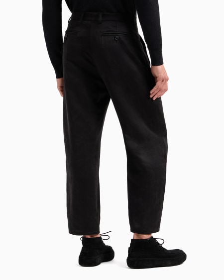 A|x Armani Exchange Faded Lyocell And Linen Canvas One-pleat Trousers