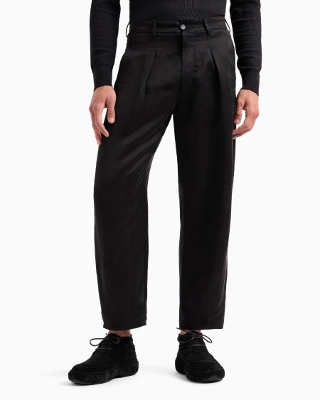 A|x Armani Exchange Faded Lyocell And Linen Canvas One-pleat Trousers