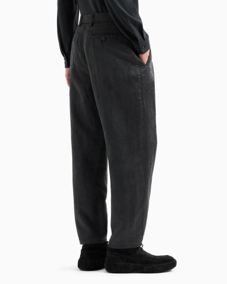 A|x Armani Exchange Faded Lyocell And Linen Canvas One-pleat Trousers