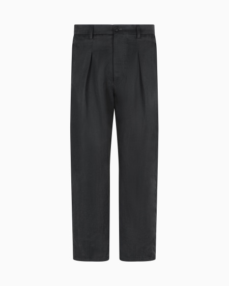 a|x armani exchange Faded Lyocell and linen canvas one-pleat trousers