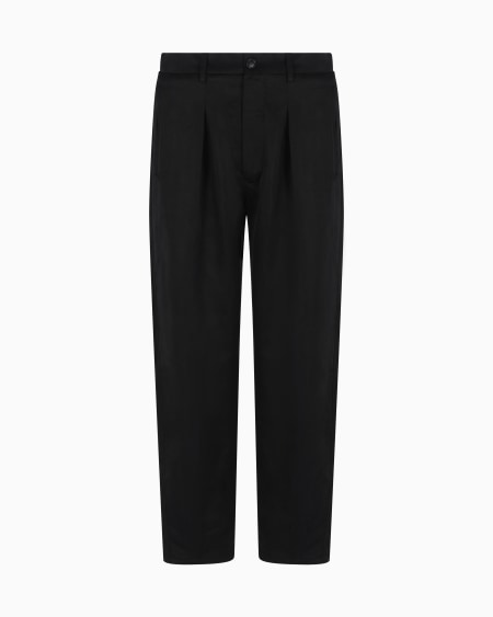 a|x armani exchange Faded Lyocell and linen canvas one-pleat trousers