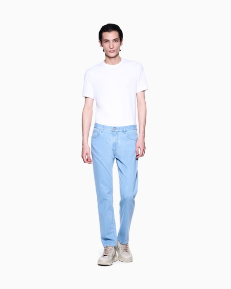 A|x Armani Exchange Five-pocket Regular-fit Stretch Cotton-denim Trousers