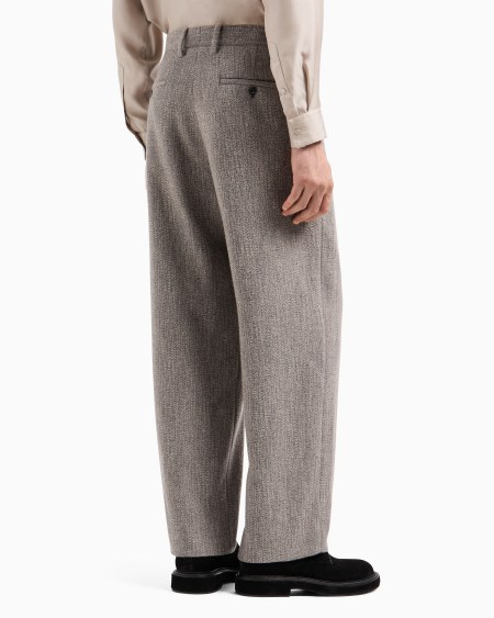 A|x Armani Exchange Flat-front Trousers In A Viscose And Wool-blend Jacquard