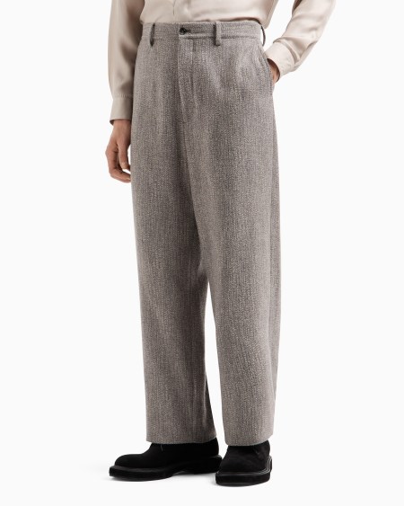 A|x Armani Exchange Flat-front Trousers In A Viscose And Wool-blend Jacquard