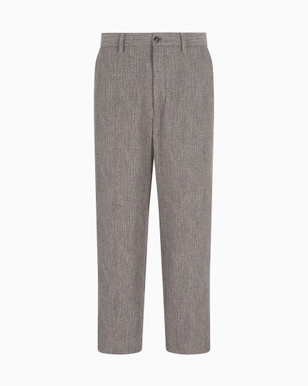 a|x armani exchange Flat-front trousers in a viscose and wool-blend jacquard