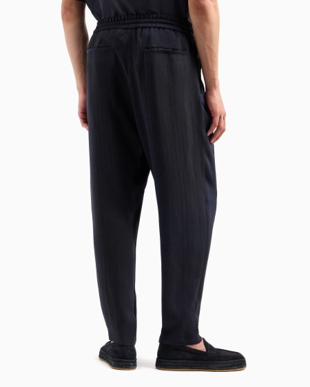A|x Armani Exchange Flat-front Trousers In Chevron Jacquard Viscose