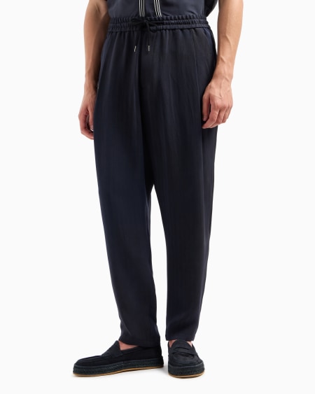A|x Armani Exchange Flat-front Trousers In Chevron Jacquard Viscose