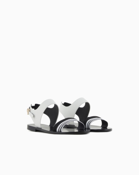 A|x Armani Exchange Flat Sandals In Leather And Fabric