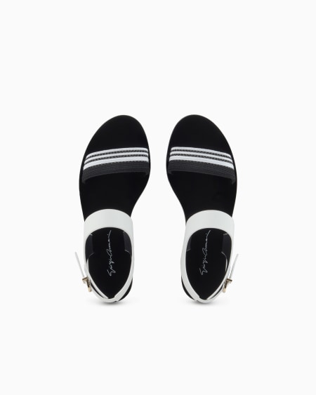 A|x Armani Exchange Flat Sandals In Leather And Fabric