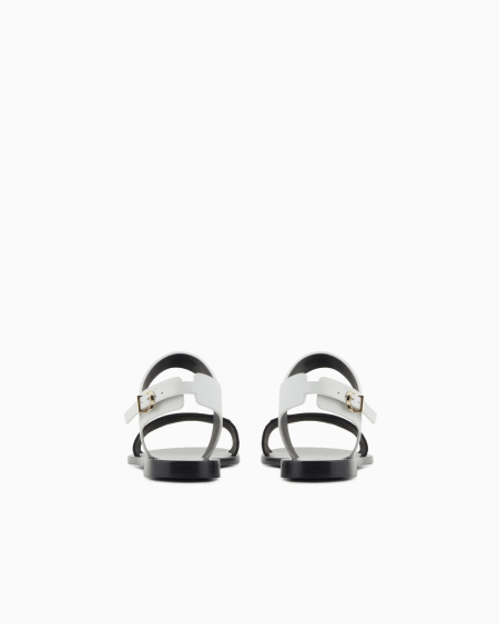 A|x Armani Exchange Flat Sandals In Leather And Fabric