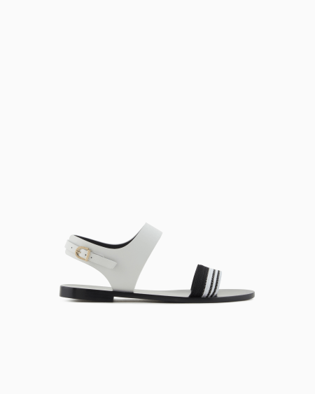 a|x armani exchange Flat sandals in leather and fabric