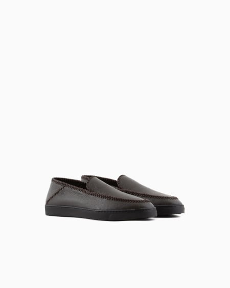 A|x Armani Exchange Galleria 3 Deerskin Slip-ons With Threading