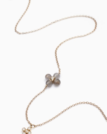 A|x Armani Exchange Gioia 18k Gold Diamonds And Moonstone Long Necklace