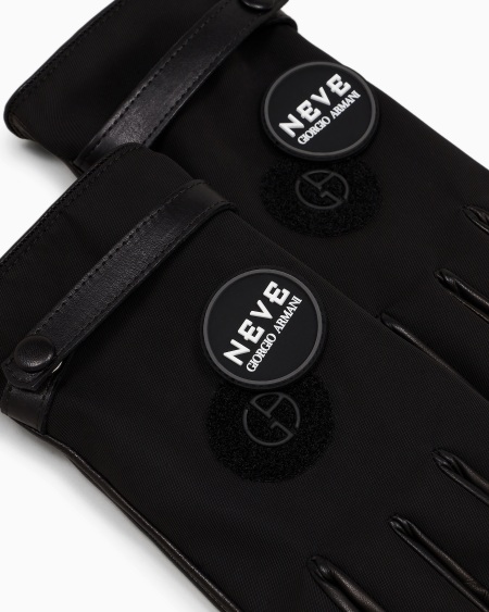 A|x Armani Exchange Giorgio Armani Neve Nappa-leather And Technical Nylon Gloves