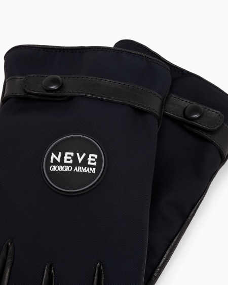 A|x Armani Exchange Giorgio Armani Neve Nappa-leather And Technical Nylon Gloves