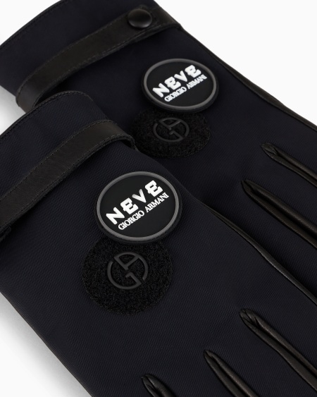A|x Armani Exchange Giorgio Armani Neve Nappa-leather And Technical Nylon Gloves