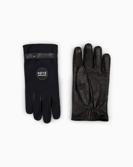 a|x armani exchange Giorgio Armani Neve nappa-leather and technical nylon gloves