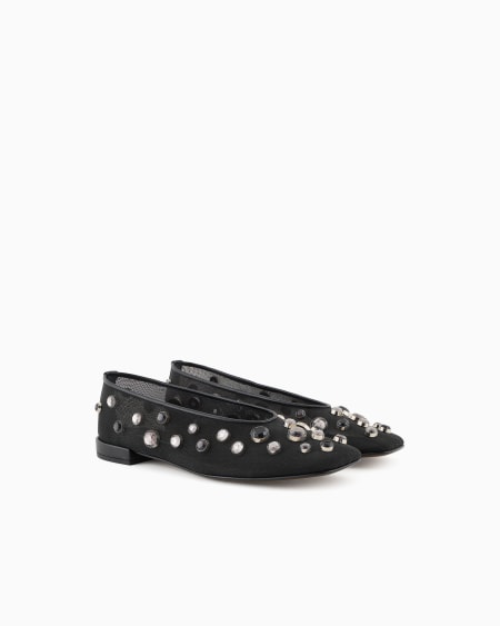 A|x Armani Exchange Giorgio Armani X 10 Corso Como Ballerinas In Mesh And Rhinestones Bezels