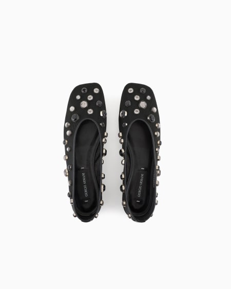 A|x Armani Exchange Giorgio Armani X 10 Corso Como Ballerinas In Mesh And Rhinestones Bezels