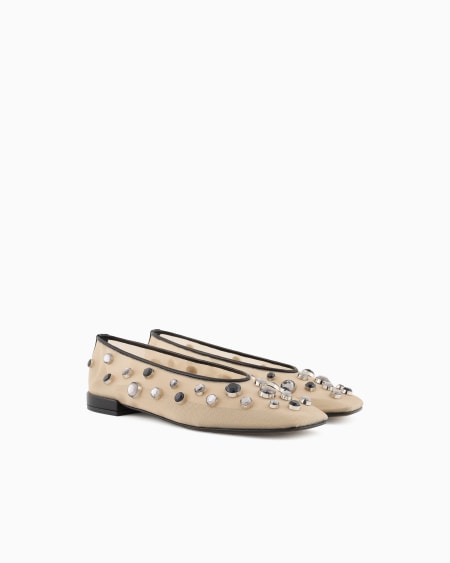 A|x Armani Exchange Giorgio Armani X 10 Corso Como Ballerinas In Mesh And Rhinestones Bezels