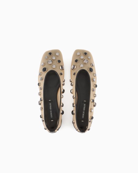 A|x Armani Exchange Giorgio Armani X 10 Corso Como Ballerinas In Mesh And Rhinestones Bezels