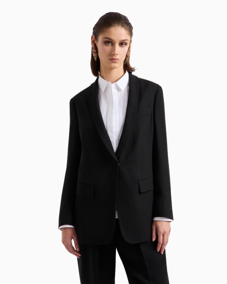 A|x Armani Exchange Glitter Silk-cady Single-breasted Jacket