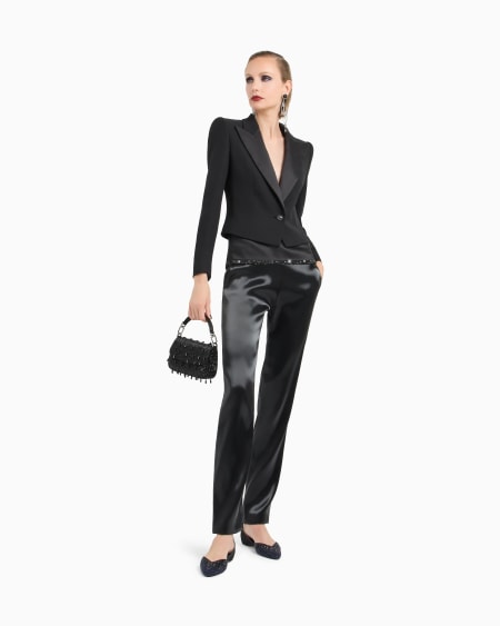 A|x Armani Exchange Glitter Silk-cady Single-breasted Short Jacket