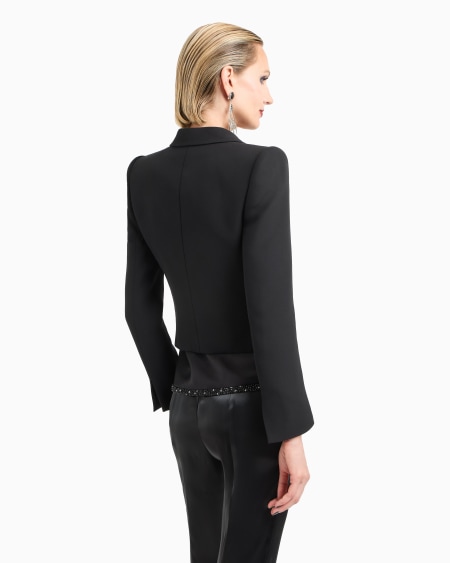 A|x Armani Exchange Glitter Silk-cady Single-breasted Short Jacket