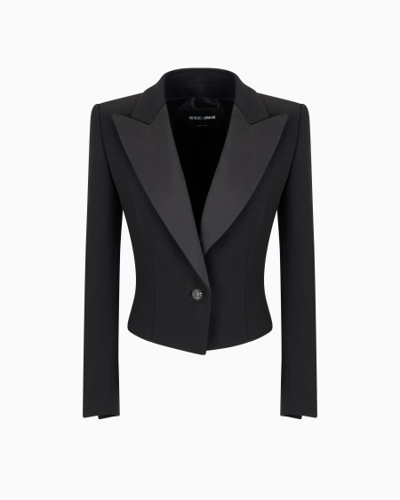 a|x armani exchange Glitter silk-cady single-breasted short jacket