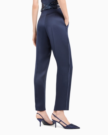 A|x Armani Exchange Glitter Silk Satin Single-pleat Trousers