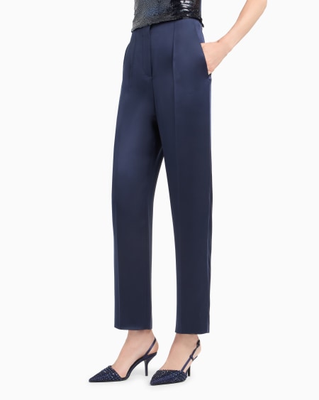 A|x Armani Exchange Glitter Silk Satin Single-pleat Trousers