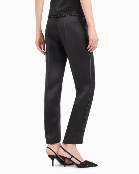 A|x Armani Exchange Glitter Silk Satin Single-pleat Trousers