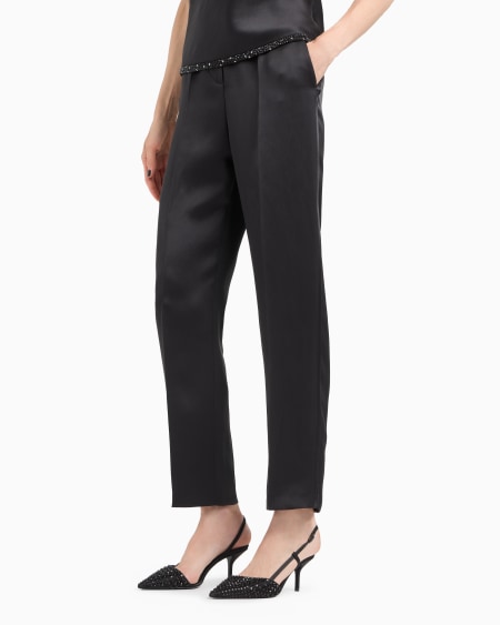A|x Armani Exchange Glitter Silk Satin Single-pleat Trousers