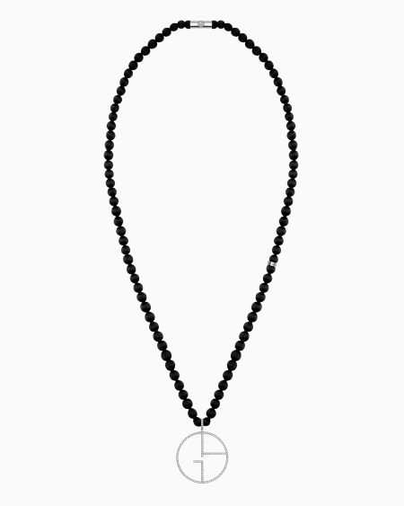 a|x armani exchange Gold-and-silk Borgonuovo necklace