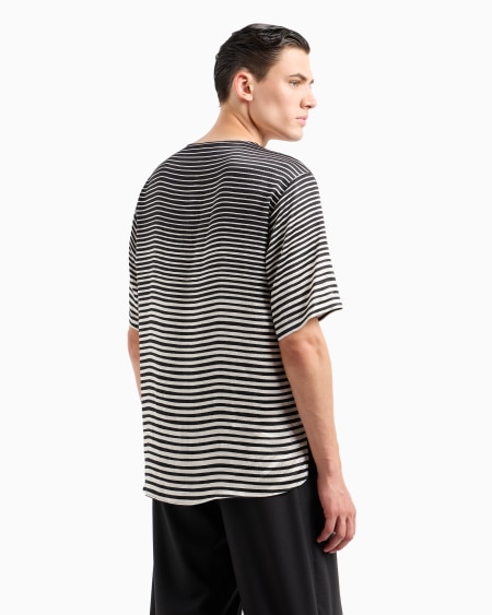 A|x Armani Exchange Gradient Striped Print Silk T-shirt Shirt